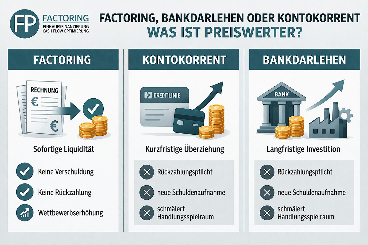 Vergleich Factoring vs. Kredit